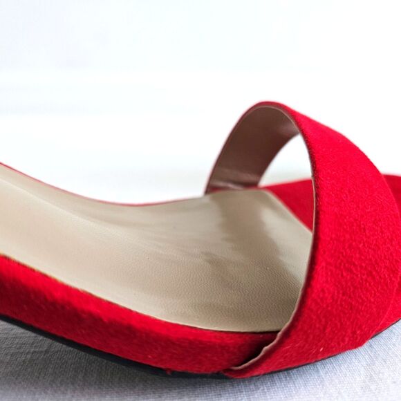 Dream Pairs Red Velvet Suede Strappy Low Chunk Heel Pump Sandal Womens 9.5 NEW - Picture 7 of 16